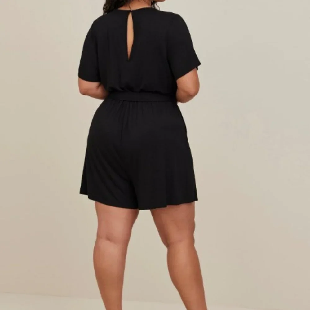 Torrid size 4 NWT Black Super Soft Surplice Romper - Picture 3 of 7